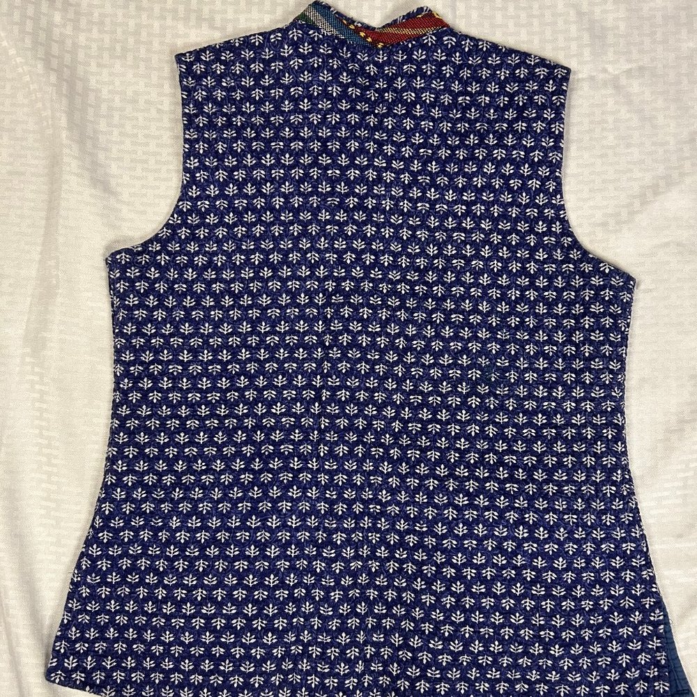 Upcycled Vintage Hippie/Boho Asian Inspired Reversible Quilted Vest Cotton M - Picture 3 of 9